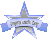 a blue star with a ribbon that says happy dad 's day on it