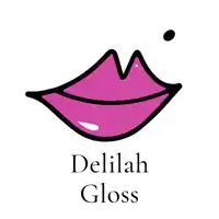 a logo for delilah gloss shows a pink lips
