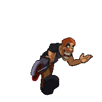 a cartoon drawing of a man with a motorcycle behind him