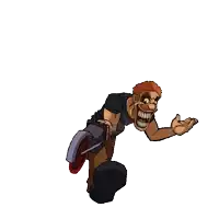 a cartoon drawing of a man with a motorcycle behind him