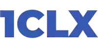 a blue and white logo for iclx