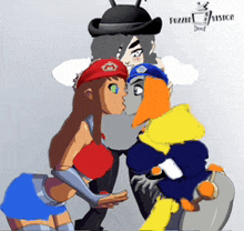 a couple of cartoon characters are kissing with the word fusion on the bottom