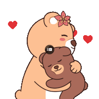 a cartoon of two teddy bears hugging each other