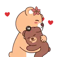 a cartoon of two teddy bears hugging each other