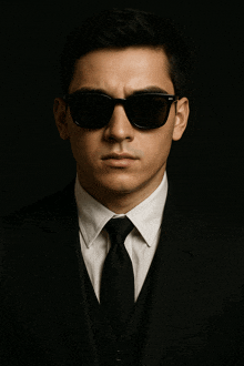 a man wearing sunglasses and a suit and tie