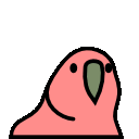 a cartoon drawing of a green parrot with a large beak and a long neck .