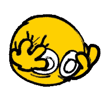 a cartoon drawing of a yellow smiley face with a hand on it .