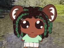 a cartoon drawing of a girl with dreadlocks and a letter a on her head