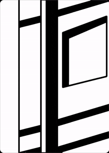a black and white drawing of a door with a purple bird hanging from it .