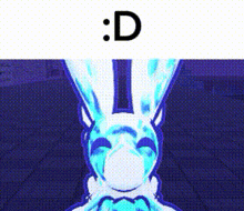a cartoon of a rabbit with a bubble in its mouth and a smiley face on its face .