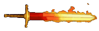 a cartoon sword with flames coming out of it