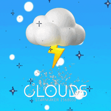 a cloud with a lightning bolt coming out of it and the words clouds