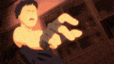 a cartoon of a man pointing at something