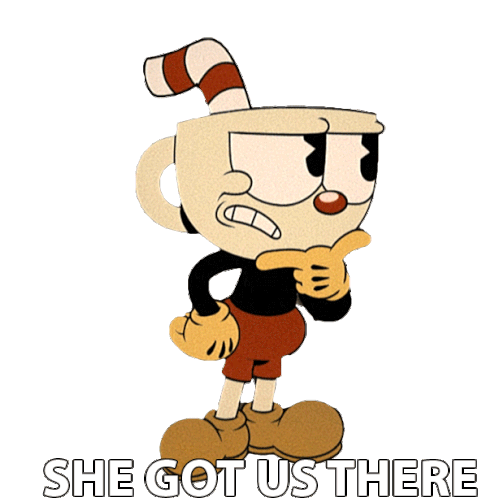 She Got Us There Cuphead Sticker - She Got Us There Cuphead The Cuphead Show Stickers