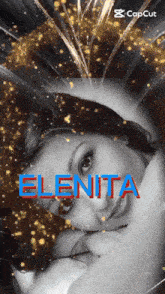 a black and white photo of a woman with the name elenita on it