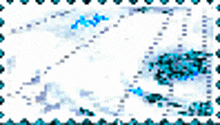 a picture of a postage stamp with a blue border and a white background .