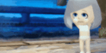 a cartoon character with white hair and blue eyes crying