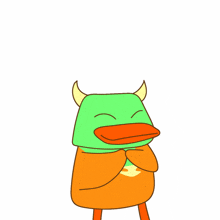 a cartoon character with horns and the word " hehe " above him