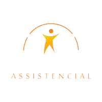 a logo for vidamed assistencial with a person in the center