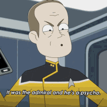 it was the admiral and hes a psycho lieutenant commander ron docent star trek lower decks psycho admiral crazy admiral