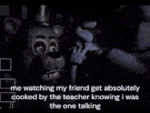 a black and white image with the words i me watching my friend get absolutely cooked by the teacher