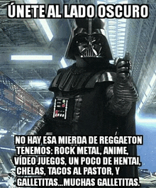 darth vader from star wars is giving a thumbs up sign in spanish .