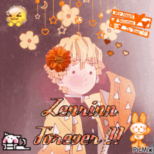 a picture of a boy with the words zenrin forever