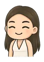 a cartoon drawing of a woman with brown hair smiling