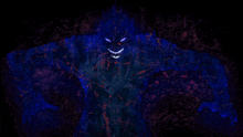 a dark blue background with a white shark mouth