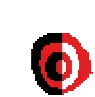 a pixel art drawing of a target with a red circle in the center .