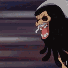 a close up of a cartoon character with a huge mouth