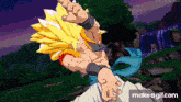 a gif of gogeta from dragon ball z with the words make a gif.com at the bottom