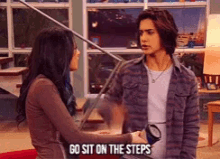Beck Oliver Jade West GIF - Beck Oliver Jade West Go Sit On The Steps GIFs