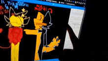 a computer screen shows a drawing of a lion and a fox with the word morphy on the bottom
