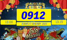 a poster for museum bola toto macau with a dragon