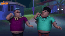 a cartoon scene with a nick logo in orange