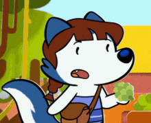 a cartoon of a wolf holding a bunch of green grapes