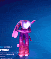 a purple and pink animated character with the word tride on the bottom right