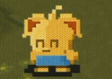 a pixel art of a person with a blue shirt on