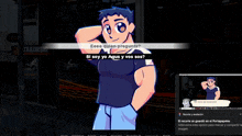 a cartoon of a man standing in front of a training sign