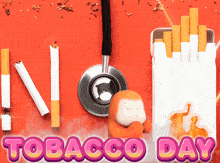 a poster for tobacco day with a stethoscope and a monkey