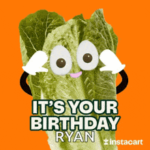 a cartoon lettuce says it 's your birthday