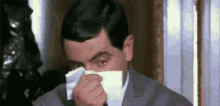 Funny Mr Bean GIF - Funny Mr Bean Wipes Nose GIFs