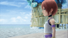 Kairi Looking At The Sea From The Side Kingdom Hearts 1 GIF