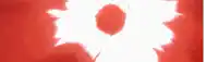 a red background with a white circle coming out of it