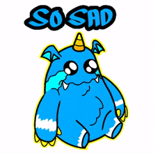 blue monster teary eyes sad cry