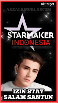 a poster for starmaker indonesia with a picture of a young man