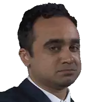 a close up of a man 's face with a white background