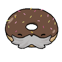 a cartoon drawing of a donut with sprinkles and a beard