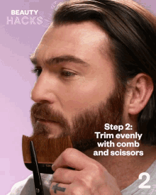 Step2trim Evenly With Comb And Scissors Trimming Beard GIF - Step2trim Evenly With Comb And Scissors Trimming Beard Trim Evenly GIFs